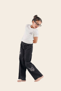 Wide leg denim jeans for boys ages 7-11 from Denimden, showing the classic fit and stylish design.