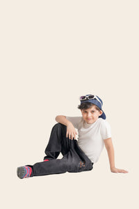 Children's classic straight jeans for ages 6-10 from Denimden, showing a pair of blue denim jeans with a classic fit.